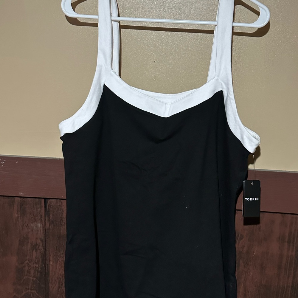 Torrid Black and White Contrast Tank Top